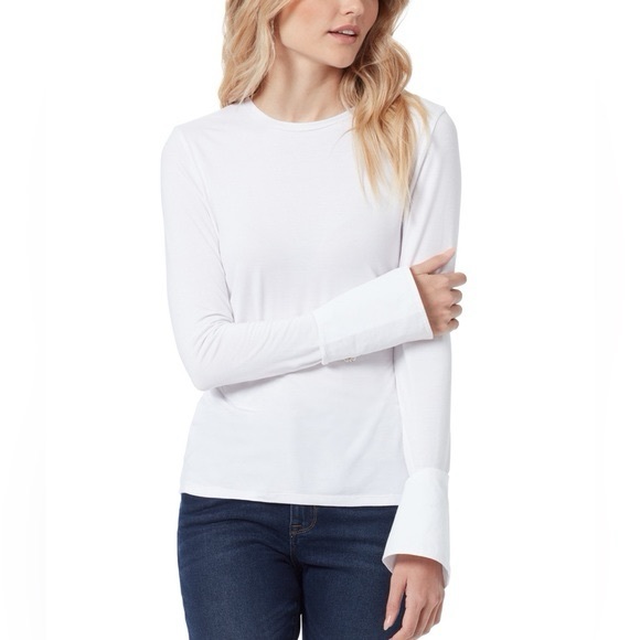 SAM EDELMAN Layla white long sleeve poplin cuff top 🤍 - Picture 3 of 12